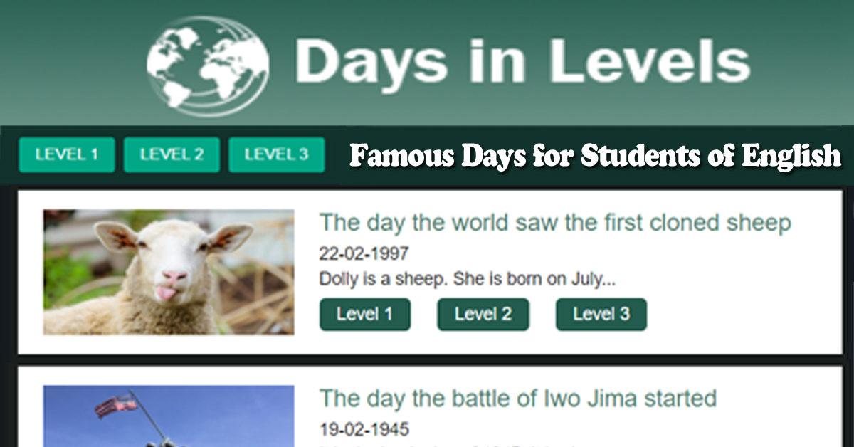 English articles about famous days in history for students of english